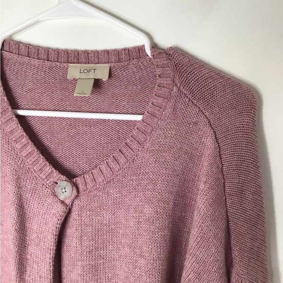 Loft cardigan women pink large cotton spring lightweight classic cozy layer - Picture 2 of 9